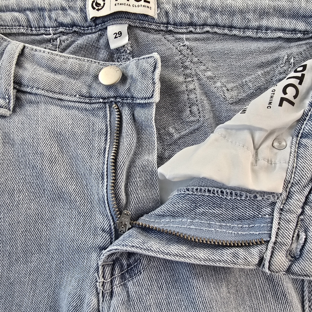 PTCL Ethical Clothing Star Back Flare Leg Jeans Light Wash Size 29 - Picture 9 of 13